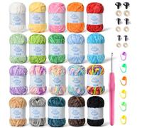 Filato per uncinetto, Pack Of 12 590 yds Chunky Chenille Yarn Multicolor For Crochet Knitting Baby Blanket(20)