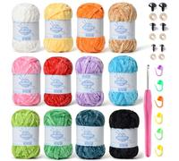 Filato per uncinetto, Pack Of 12 590 yds Chunky Chenille Yarn Multicolor For Crochet Knitting Baby Blanket(C)