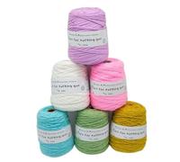 Filato tufting per tufting gun,gomitolo di lana misto poliestere e cotone,filato professionale 8 strati per tufting gun/ricamo poke,filato fai da te spesso 5mm per realizzare tappeti,set 6 rotoli