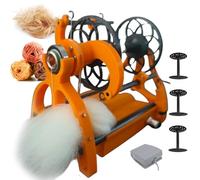 Filatoio Elettrico 12V Per Filati Di Lana Mini Avvolgitore Da 800 Giri/min Con Velocità Regolabile Interruttore Avanti/indietro Braccio Del Volano Cavo In Fibra Con 4 Cuscinetti A Sfera(Orange)