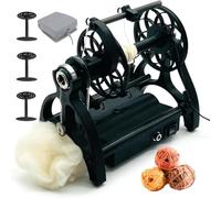 Filatoio Elettrico for filatoio da 800 Giri/min for Lana, avanti e Indietro | Avvolgitore filato piccolo pedale e 3 bobine, capacità 4 once (120 g), velocità regolabile, for tessitura(Black)