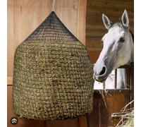 Filet à Foin, Fil Épais, Filet à Foin Chevaux Balle Ronde Polyéthylène Durable,Résistant aux Morsures,Ralentit la Prise de Nourriture, Limite le Gaspillage de Foin(3,5×3,5m avec crochets, à suspendre)