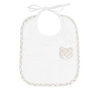 Filet - Bavaglino in Morbida Spugna di Cotone con Ricamo a Forma di Orsetto, Tasca in Tela Aida da Ricamare, Ideale per i Neonati e Prima Infanzia, 100% Made in Italy, Color Bianco e Tortora