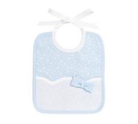 Filet - Bavaglino neonato in Piquet di Cotone con stampa Stelline | Inserto in Tela Aida | 100% Made in Italy | Colore Azzurro e Bianco