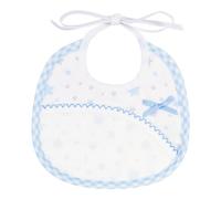 Filet - Bavaglino per Neonato in Piquet di Cotone con Stampa Stelline Multicolor | Tasca in Tela Aida da Ricamare | Dims 18x18 cm | Made in Italy, Cielo
