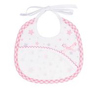 Filet - Bavaglino per Neonato in Piquet di Cotone con Stampa Stelline Multicolor | Tasca in Tela Aida da Ricamare | Dims 18x18 cm | Made in Italy, Rosa