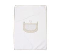 Filet - Copertina in Caldo Pile per Neonati, Realizzato in Morbido Pile di Alta Qualità con Inserto in Tela Aida da Ricamare, Made in Italy, Misura 60x80 cm, Colore Bianco e Tortora