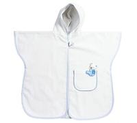 Filet - Poncho da Bagno per Neonati e Bambini Fino a 2 anni, Accappatoio con Cappuccio in Spugna di Cotone, Tasca in Tela Aida da Ricamare, Made in Italy, Taglia Unica, Bianco e Azzurro