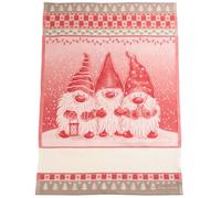 Filet - Strofinaccio Natalizio da Ricamare in Cotone Jacquard Disegno Elfi, Rosso