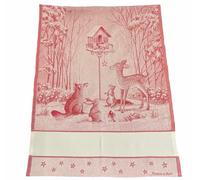 Filet - Strofinaccio Natalizio in Puro Cotone Jaquard, con Inserto in Tela Aida da Ricamare, Fantasia Stellina, Colore Rosso, Misura 80 x 60 cm, Simpatica Idea Regalo, Made in Italy