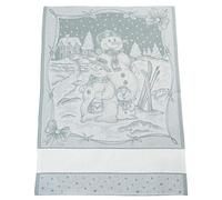 Filet - Strofinaccio Natalizio in Puro Cotone Jaquard, Misura 81 x 57 cm, con Inserto in Tela Aida da Ricamare, Fantasia Pupazzo di Neve, Color Ghiaccio, Simpatica Idea Regalo, Made in Italy