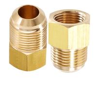 Filettatura interna SAE da 1/4" x filettatura esterna SAE-Flare da 1/2", 2 raccordi per tubi in ottone, raccordo per tubi di aria, gas, refrigerazione e climatizzazione