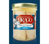 FILETTI DI SALMONE DRAGO AL NATURALE 6 BOCCE VETRO DA GR 200 CONSERVE