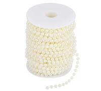 Filetto di perle finte, 25 m Lunghezza 6mm, Ghirlanda di perle finte per artigianato, per decorazioni fai da te per feste di matrimonio e alberi di Natale(Beige)
