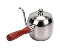 FILFEEL Bollitore per caffè pour over 500ml - Caffettiera a Goccia con Beccuccio a Collo di Cigno in Acciaio Inossidabile 304 con Manico in Legno per Kalita - Camping Brew (Acciaio inossidabile)
