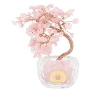 FILFEEL Decorazione per Albero Feng Shui - Albero Bonsai Artificiale Portafortuna per Ricchezza, prosperità e Buona Fortuna - Ornamento per Scrivania della Ricchezza nell'angolo Sud-est (PINK)