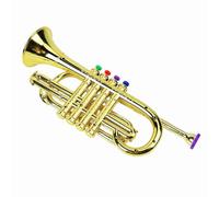 FILFEEL Gold Kid Trumpet Giocattolo, Giocattolo di Tromba di Bambini con 4 Chiavi Colorate con 4 Tonificazione per Esercitare la Coordinazione e la flessibilità delle Loro Piccole Mani
