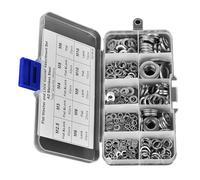 FILFEEL Kit di Assortimento di Rondelle di Blocco, Rondelle di Metallo Assortimento con una Gamma di Dimensioni della Lavatrice 260 Pezzi in Acciaio Inossidabile Rondella Piatta a Molla per