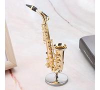 FILFEEL Mini Sassofono Modello Miniatura Sax Modello Miniatura Sassofono Contralto Replica con Supporto Placcato Oro Strumento Modello Ornamenti