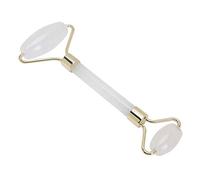 FILFEEL Rullo di Giada Rullo per il Viso in Giada Strumento per Massaggio in Cristallo di Rocca Quarzo Massaggiatore per il Viso con Design Ergonomico Ad per Braccia Schiena (WHITE)