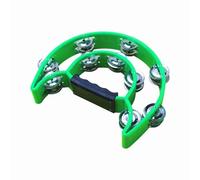 FILFEEL Tamburello Ergonomico Portatile a Doppia con Jingles in Metallo per KTV e Feste - per Anni (GREEN)