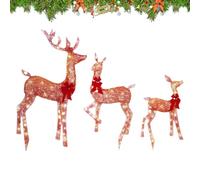 Fili di ciliegie - Set da 3 pezzi acrilico | Espositore impermeabile 2D della famiglia dei cervi di Natale di Natale Çhristmas renne illuminate decorazioni festive per