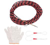 Fili in filo elettrico, nastro di pesce, dispositivo di threading elettricista a testa piatta, estrazione di gui del cavo manuale, con guanti e fascette, per telecomunicazioni, (15m)