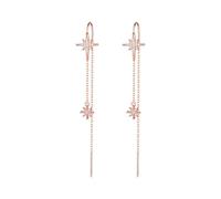 Fili per orecchie lunghe con borchie di diamanti in oro rosa da donna, orecchini romantici a tema con cielo stellato, orecchini alla moda ed eleganti, regalo per abiti quotidiani
