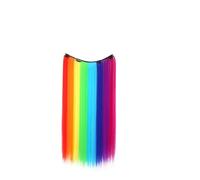 Fili Scintillanti Capelli Extension for capelli con clip arcobaleno lunga 22", 4 sintetiche invisibili in un unico capello dritto senza cuciture, resistente al calore for le feste