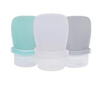 Fililogor Bottiglie da Viaggio 30 ml Mini Bottiglie da Viaggio in Silicone Kit, 3 Pezzi Bottiglia da Viaggio Prova di Perdite Ricaricabili per Shampoo (Grigio Chiaro, Trasparente, Menta - 30ml)