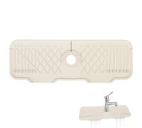 Fililogor Tappetino in silicone per rubinetto, paraspruzzi per rubinetto, per cucina e bagno, protezione del piano di lavoro (bianco, 43 x 15 cm)