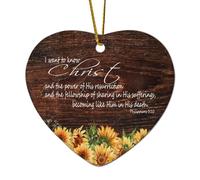 Filippesi 3:10 I Want to Know Christ And The Power of His Resurrection And The Fellowship of Shari Ornamento in ceramica a forma di cuore per albero di Natale Citazioni Natale Memorial Capodanno