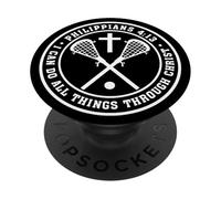 Filippesi 4:13 Christian Lacrosse Croce Gesù salva Cristo PopSockets PopGrip Adesivo
