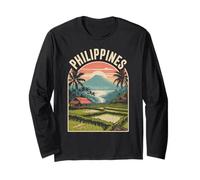 Filippine Tropical Island Tramonto, Campi di Riso e Vulcano Maglia a Manica