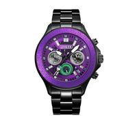 FILIPPO LORETI | Warner Bros - Orologi da uomo, cronografo da uomo - Cassa in acciaio inossidabile da 42 mm e bracciale SST nero, 10 ATM WR, MechaQuartz, regalo in edizione limitata, Quadrante viola