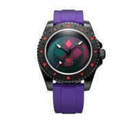FILIPPO LORETI | Warner Bros - Orologi da uomo, cronografo da uomo - Cassa in acciaio inossidabile da 42 mm e bracciale SST nero, 10 ATM WR, MechaQuartz, regalo in edizione limitata, Quadrante rosso