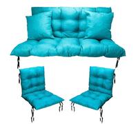 Filippo - Set di cuscini per sedie da giardino, 100 x 55 x 55 cm e 2 cuscini per sedia da giardino, 50 x 50 cm, resistenti alla muffa, realizzati a mano e impermeabili con corde di fissaggio