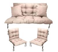 Filippo - Set di cuscini per sedie da giardino, 120 x 55 x 55 cm e 2 cuscini per sedia da giardino, 50 x 50 cm, resistenti alla muffa, realizzati a mano e impermeabili con corde di fissaggio