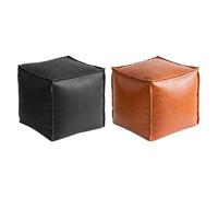 Fillable Footstool - 40 cm Unpadded Seat Cushion & Storage Cube | Leather Foldable Floor Footstool Mat For Living Room, Bedroom & Dorm | Decorative Storage Ottoman Bench Without Lining (Stitching