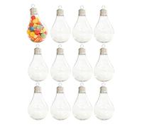 Fillable Lightbulb Ornaments - Clear Large Opening Christmas Light Bulb Jars, Hanging Decorations, DIY Fillable Orbs, Screw-Top Lids | Party Favors, Fireplace, Wreaths, Hallway, Doorw