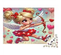 Fille Cupidon Puzzle 52x38cm 1000p Papier Recy dulte Romance Saint-Valentin Défi Éducatif Apprentissage Familial Femmes Hommes