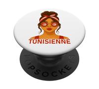 Fille Tunisienne Drapeau Tunisie Copine et Épouse Tunisienne PopSockets PopGrip Adesivo