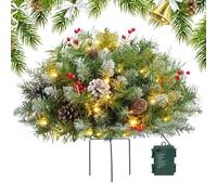 Filler artificiale 'albero di Natale-albero festivo pre-illuminato da 16 pollici con 50 luci a LED e supporto | Decorazioni natalizie a batteria per portico, ingresso o fioriera-piccola decorazion
