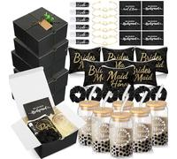 FillTouch Set di 54 scatole regalo per damigella d'onore, con scatola regalo, borsa per il trucco, biglietto d'invito, tazza di vetro, balsamo per labbra, scrunchie per capelli, braccialetto annodato