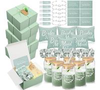 FillTouch Set di 54 scatole regalo per damigella d'onore, con scatola regalo, borsa per il trucco, biglietto d'invito, tazza di vetro, balsamo per labbra, scrunchie per capelli, braccialetto annodato