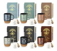 FillTouch Set regalo cristiano da uomo, 24 pezzi, coraggio, colore chiaro | Tazza da caffè con candela, diario di preghiera, penna religiosa, regalo per la festa dei nonni