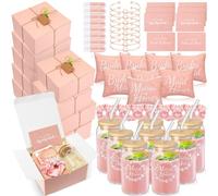 FillTouch Set regalo da 64 pezzi per proposta di damigella d'onore, include scatola regalo di nozze, bicchieri di vetro, sacchetti per trucco, biglietti invitati, balsamo per labbra, braccialetti