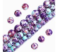 Filluck Perline in pietra naturale, 6 mm, diaspro imperiale viola-blu, lucidate, rotonde, lisce, per la creazione di gioielli per adulti, 38 cm (diaspro imperiale viola-blu, 6 mm)