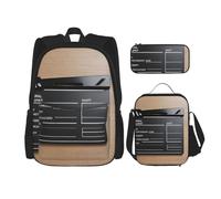 Film Clapperboard Zaini Studio Zaini con Lunch Box Astuccio Astuccio Tela Borsa da Viaggio per Studente Elementare, Nero , Taglia unica, Set di zaini per la scuola