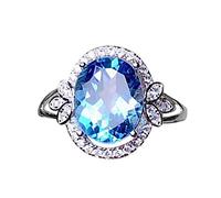 Film Della Meraviglia Degli Anelli Anello Anello di rame Anello di 6-10 Anello da donna vintage Anello Luminoso Grande (Blue, 7)